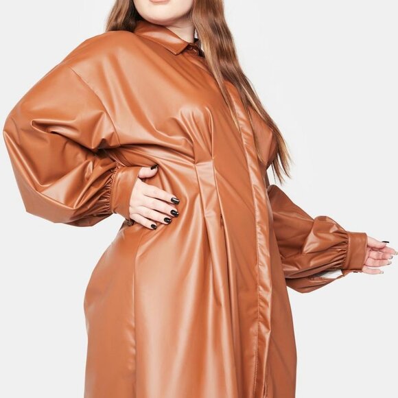 Plus Cognac I AM THE PARTY Invite Shirt Dress ( BRAND NEW !!!! ) - Picture 4 of 5